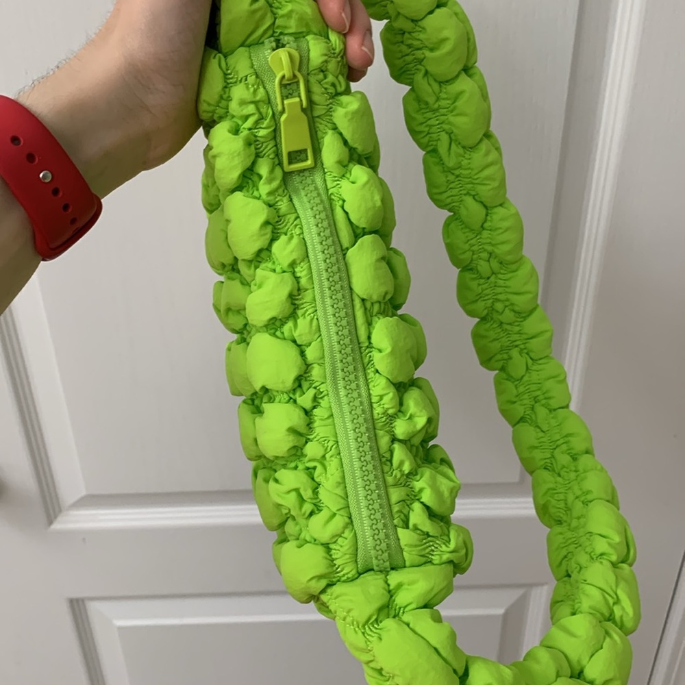 Neon Yellow / Green (Lime Green) Quilted Nylon Puff Bag - Picture 14 of 17